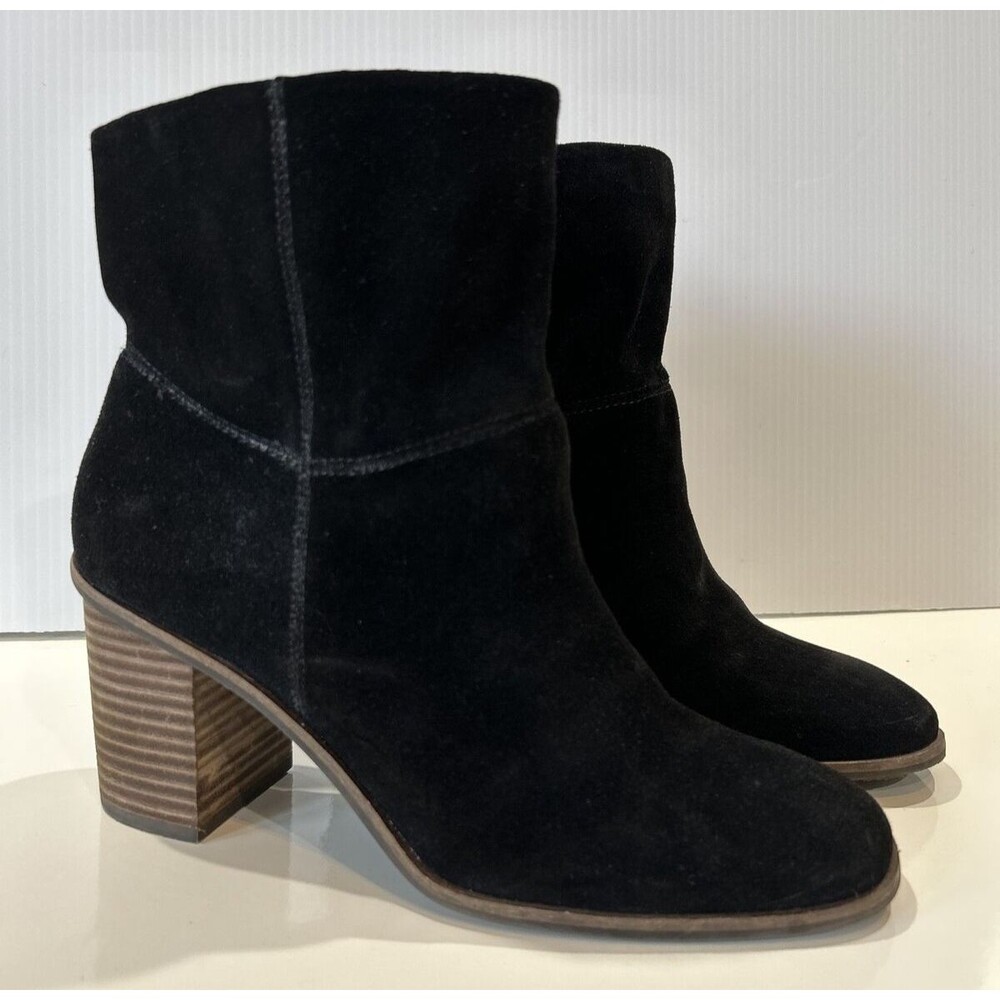 Lucky Brand Jicole Ankle Boots Black Suede Shoes Bootie Women's 8.5